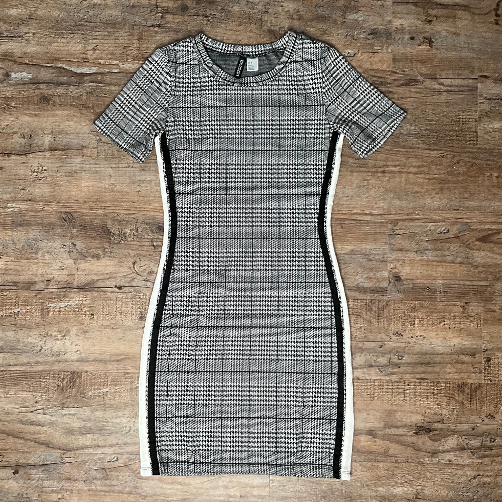 Black&White H&M Plaid Bodycon Dress